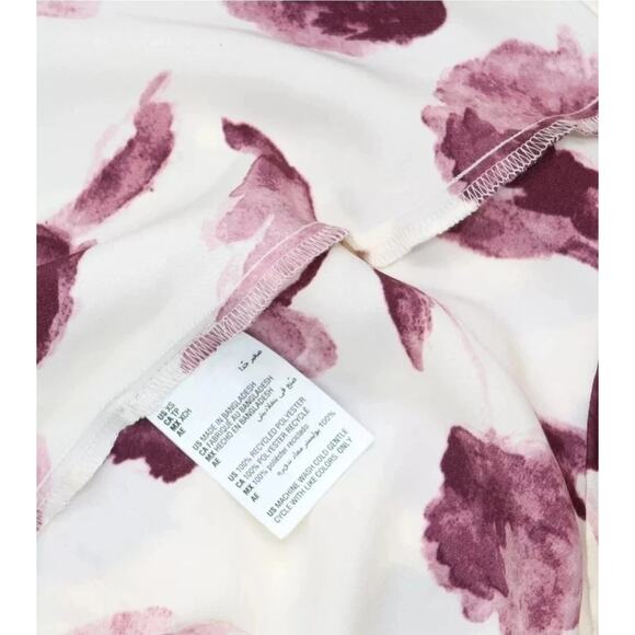 State of Day Womens Crepe De Chine Chemise Watercolor Floral White Purple XS New - Picture 3 of 3